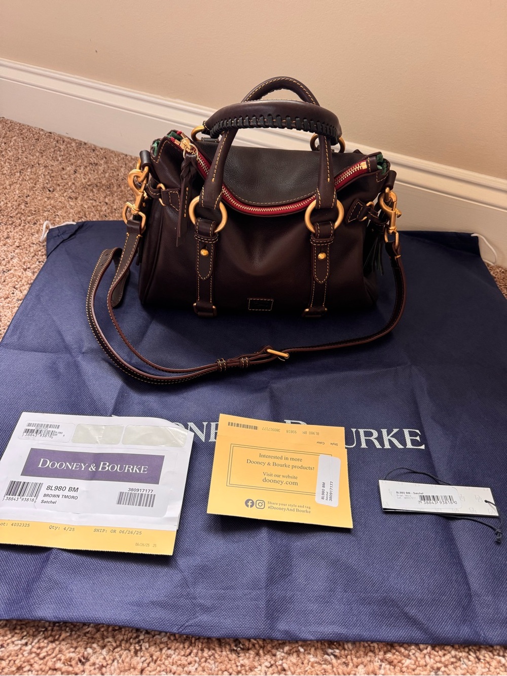 Dooney and Bourke Florentine satchel in Brown Tmoro - Picture 4 of 10